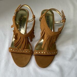 New Rampage Joss Genuine Suede Leather Fringe Studded Heels